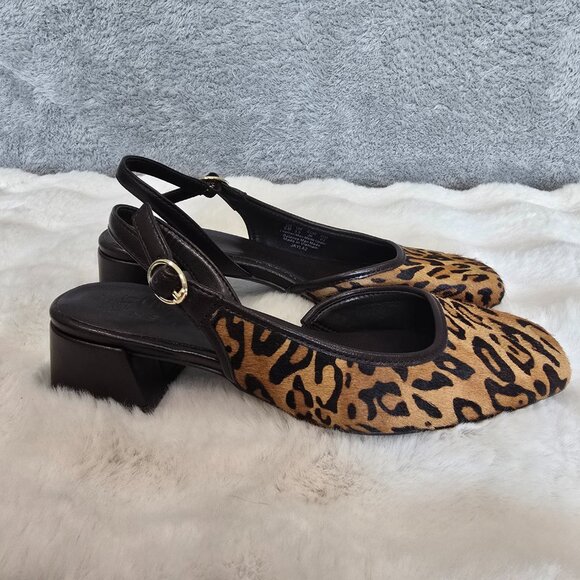 Naturalizer Jayla Leopard Print Calf Hair D'orsay Slingback Pumps Women's Size 6 - Picture 8 of 13